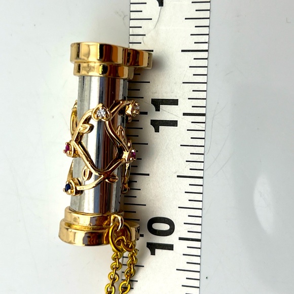 Gold Toned Semi Precious Gem Stone Kaleidoscope Pendant Necklace - Picture 5 of 10